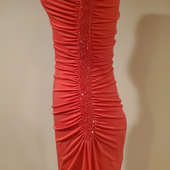 Cache designer brand RED dress contour bodycon with bead detailing / zipper, S - Picture 13 of 14